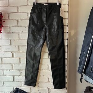 Black pleather Pants REBEL black seamed high rise cigarette leg slim fit